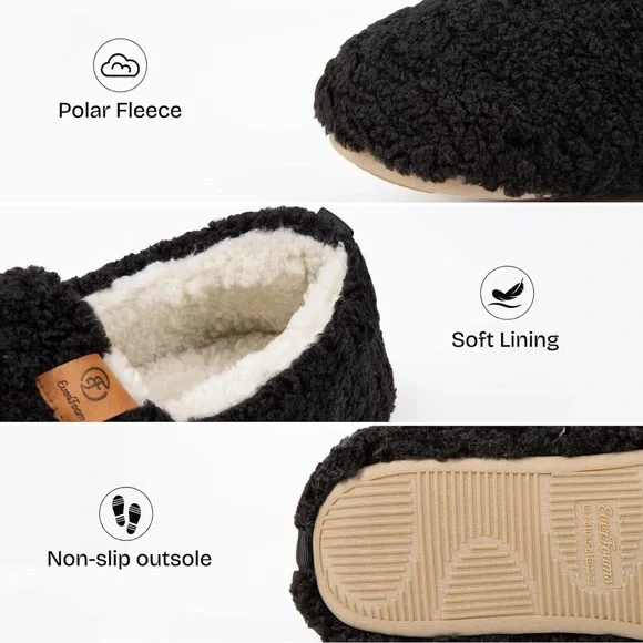 Women’s Soft Curly Full Slippers Memory Foam Lightweight House Shoes - Picture 5 of 7